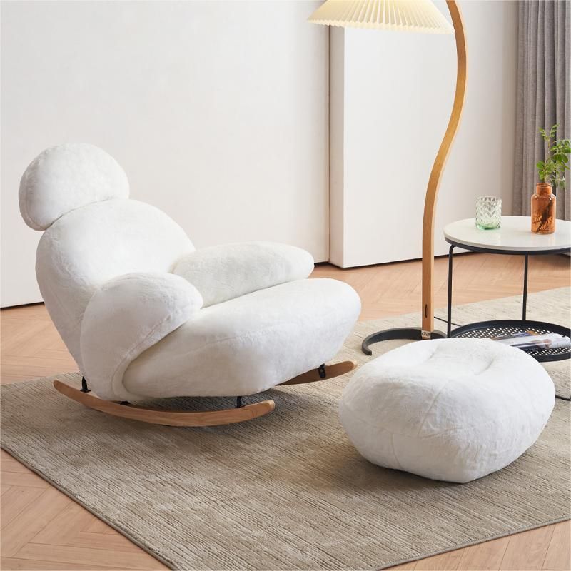 Rocking Chair Couch with Round Arm, Ottoman, Rear Back, Stationary