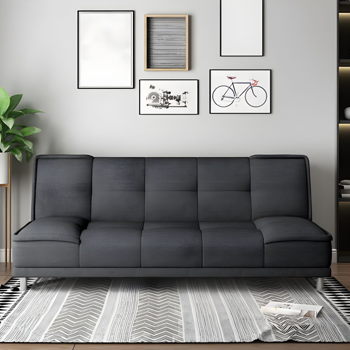 75"Modern Minimalist Armless Foldable Sleeper Leather Settee