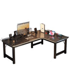 Minimalist L-Shape Desk with Odor Resistant H-Shape Base, Independent Structure, Wire Management, and Engineered Wood Top