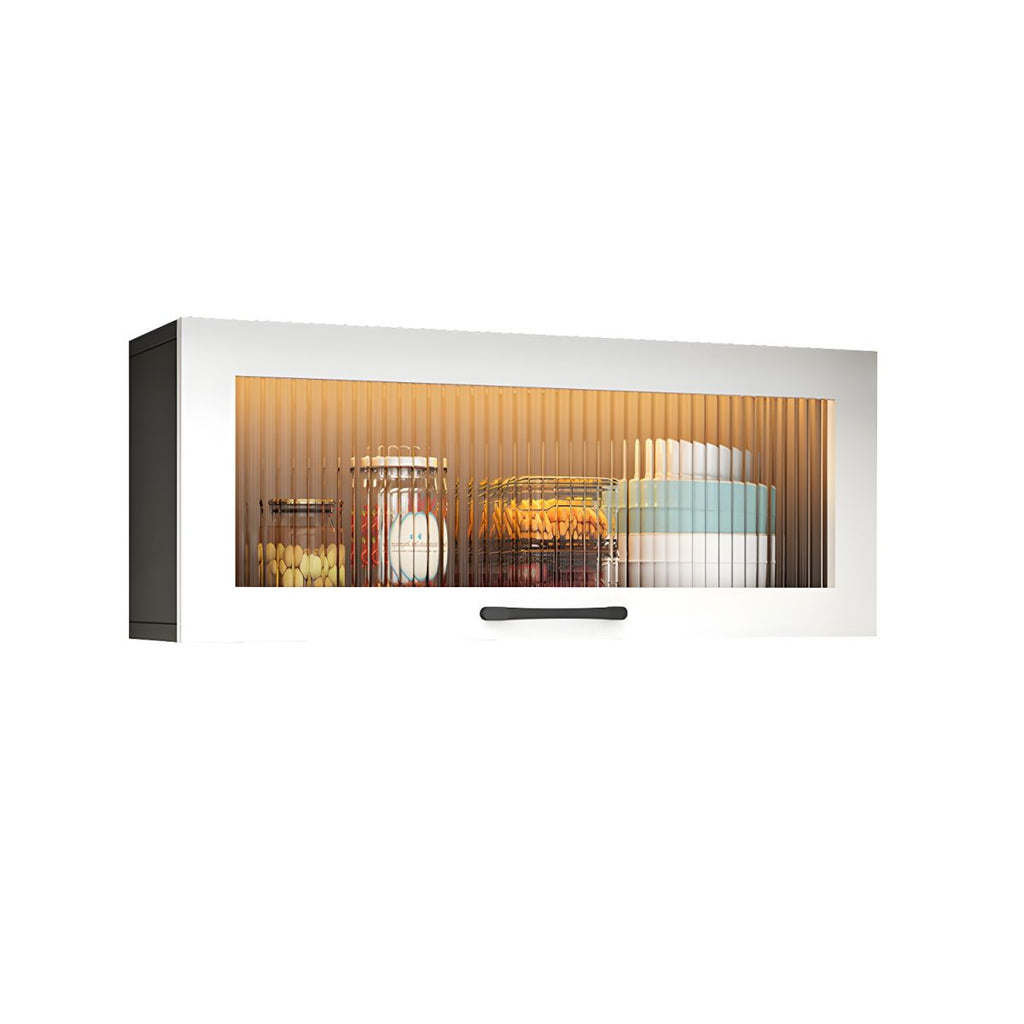Contemporary Faux Wood Wall Mounted Display Cabinet with Acrylic Door