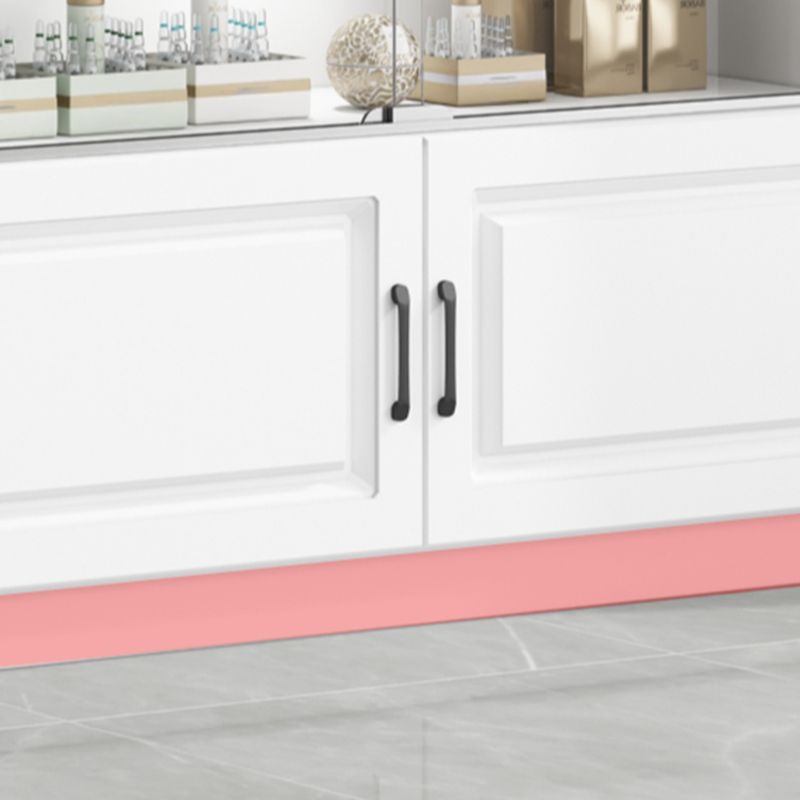 Pale Wood Finish Display Stand with Stockroom, 5 Shelves, Sealed Cabinet, Independent and Encased with Flush Overlay