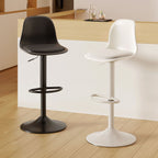 Casual Adjustable Lift Rawhide Bar Stools in Midnight Black/Light Gray/White with Back, Turned Swivel, and Pail Seat