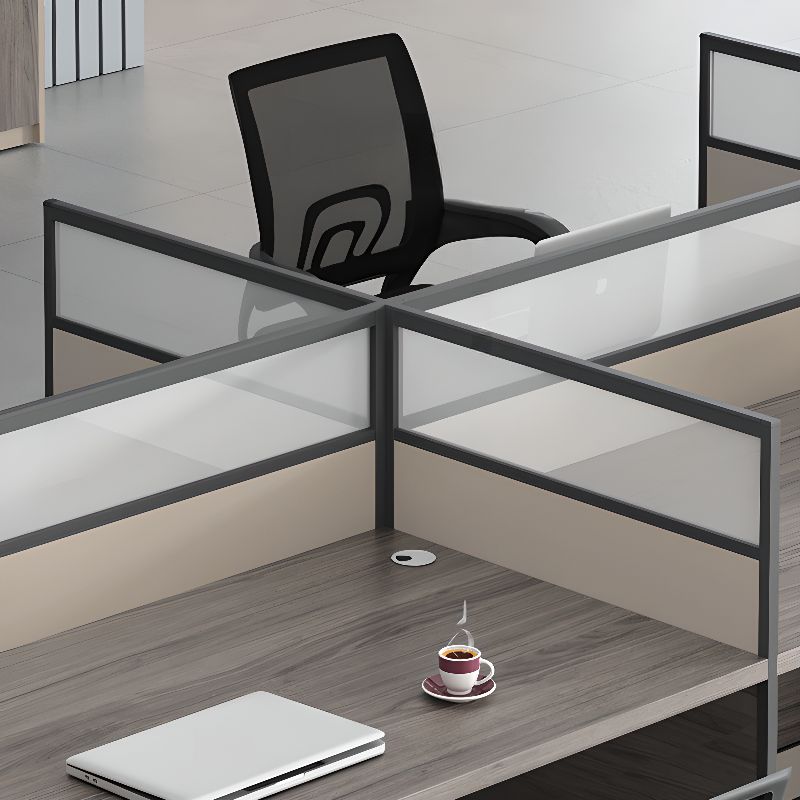 Art Deco Rectangular/Square Office Desk with Reclaimed Wood Gray Table Top, Pc Desk, Desk Included, and Twin Support