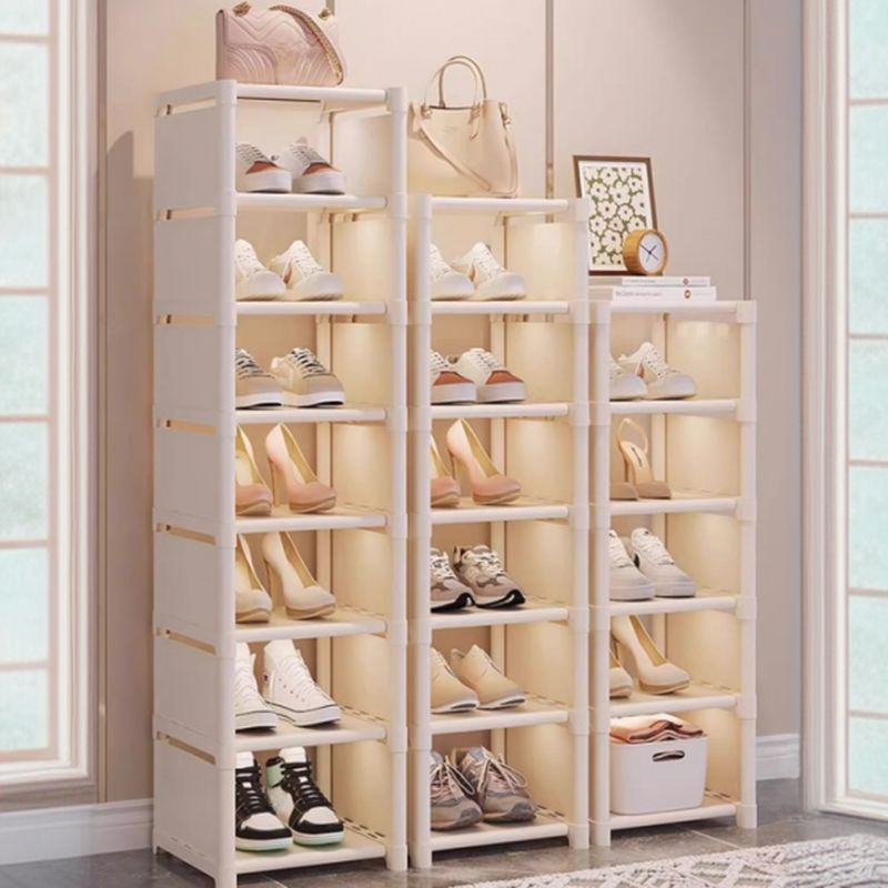 Art Deco Polymerized Material Rectangle Shoe Rack with 8/7/6 Shelves for 1-20 Pairs in Drawing Room