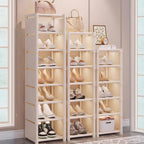 Art Deco Polymerized Material Rectangle Shoe Rack with 8/7/6 Shelves for 1-20 Pairs in Drawing Room
