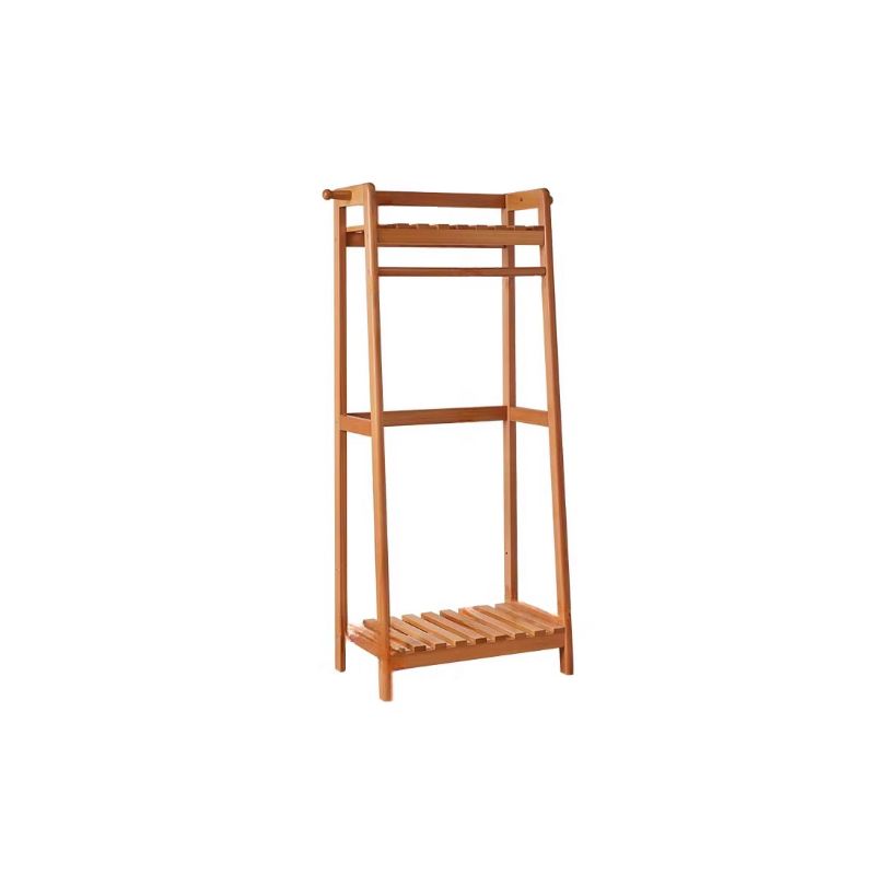 Modern Simple Style Hall Rack with Receptacle, 1 Shelf, Beech Wood Frame, and Wood Hook