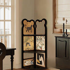Modern Simple Style Nook Decorative Cabinet with 3/4 Exterior Shelves, Lumber Countertop in Matte Black