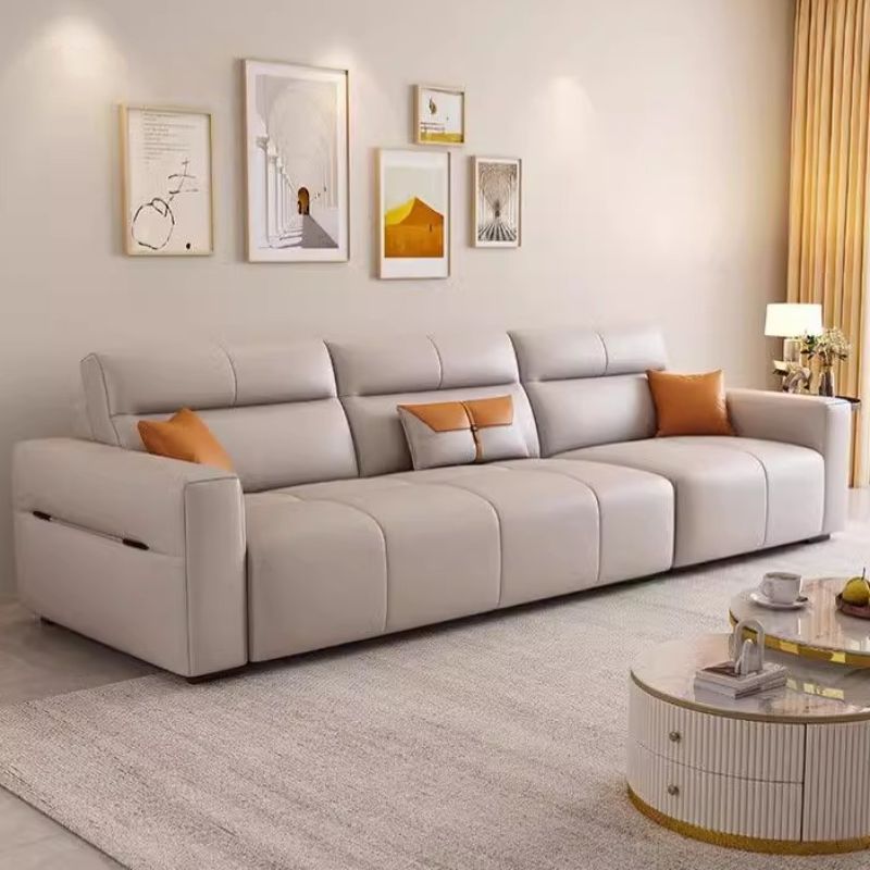 Off-White Standard/Single Sofa with Armrest and 3/1 Pillows for Drawing Room