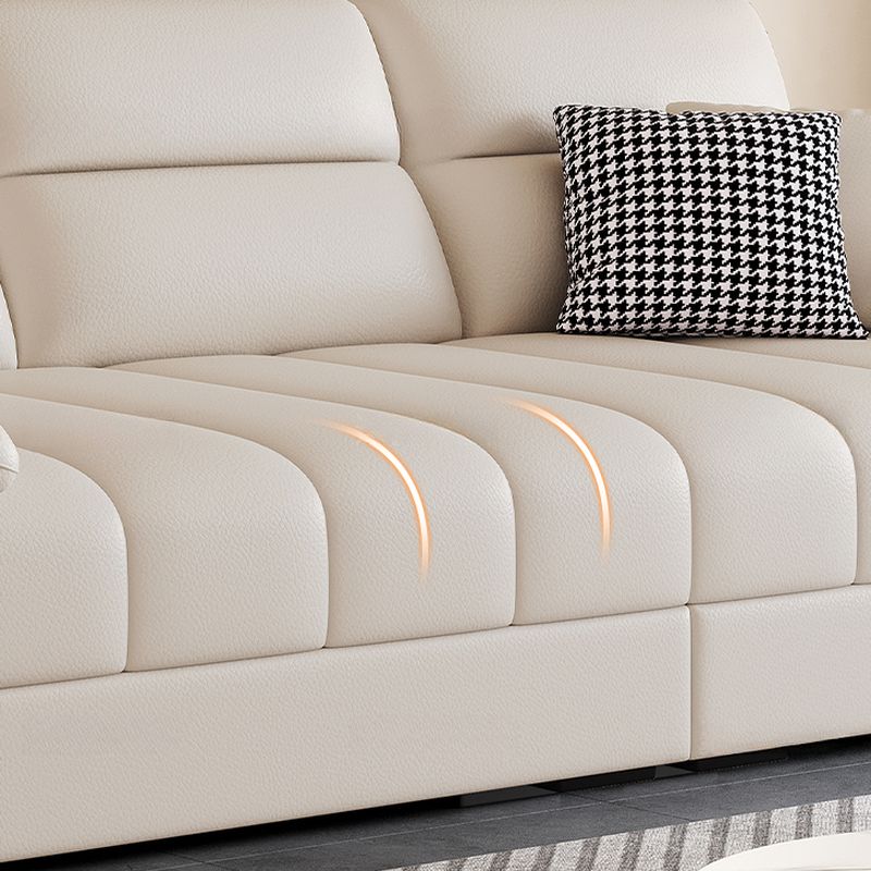 Contemporary Modern Solid Color Scratch-durable Standard Sofa in White with Seating for 5 and 3 Pillows