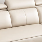 Contemporary Modern Solid Color Stain Resistant Standard Sofa in Light Gray/Light Brown/Tan, Seats 3 with 3 Pillows