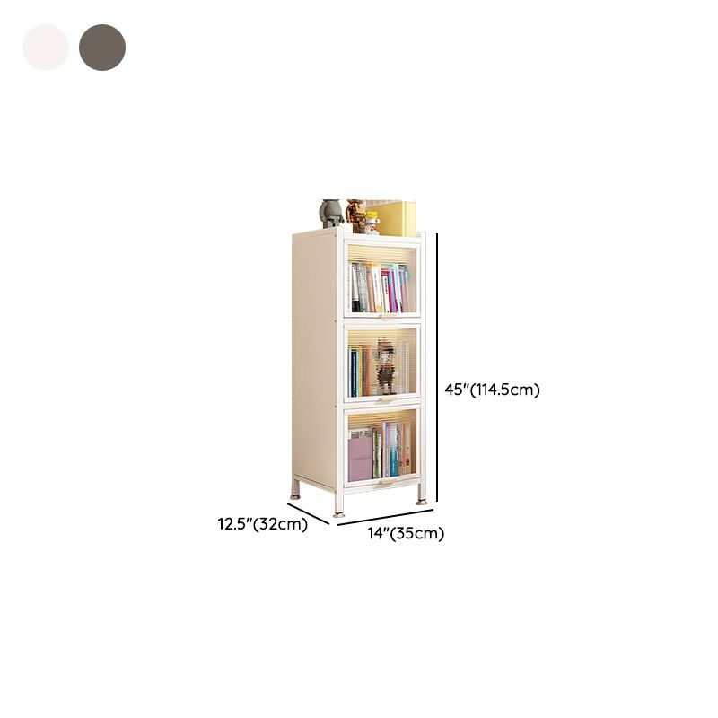 Metal Organizer Shelf with 4/5/3 Shelves, Vertical/Lateral Filing Orientation, Lucite Door, Closed Back