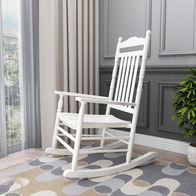 Traditional Indoor Wood Rocking Chair in Solid Color with Square Arms