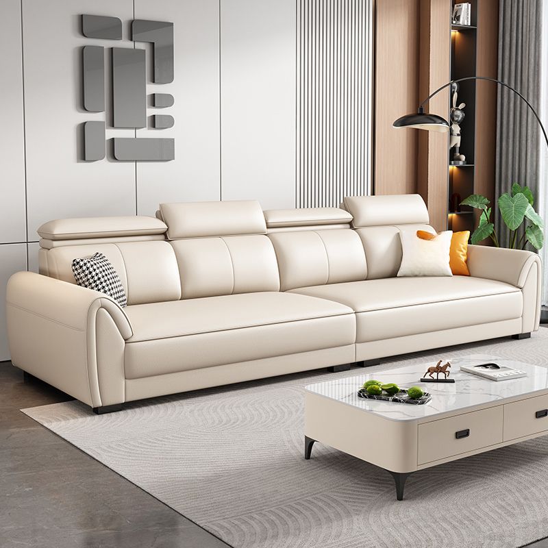 Contemporary Modern Solid Color Stain Resistant Standard Sofa in Light Gray/Light Brown/Tan, Seats 3 with 3 Pillows