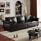 Drawing Room Standard Sofa in Pu Leather with Black/Olive Green/Mocha Upholstery and Armrest