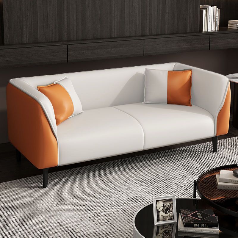 Contemporary Faux Leather Tuxedo Sofa with Water Resistant Design and Foam Seat Cushions