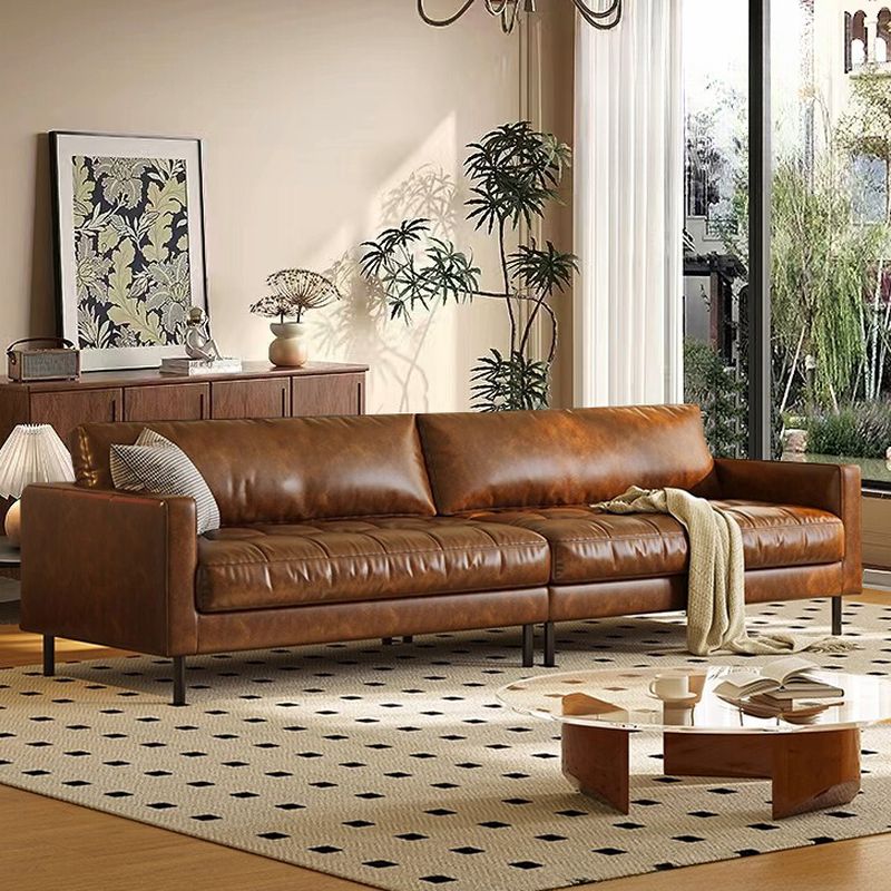 Contemporary Modern Solid Color Water Resistant Standard Sofa/Single Sofa in Sepia for 5/4-seater/for 3 with 2 Pillows/1 Pillow