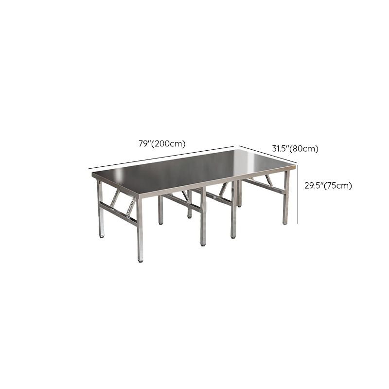 Stainless Steel Trendy Folding Rectangle/Square Foldable Banquet Table, Rust Resistant with Stainless Alloy Top