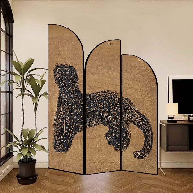 Indoor Opaque Folding Temporary Wall Panels with Natural Wood Frame, 3 Panels, Double Sided Print, Self-supporting