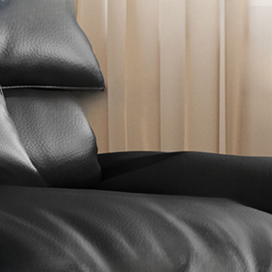 Contemporary Modern Solid Color Stain Resistant Standard/Single Sofa in Midnight Black, Seats 4/5/3 with 1 Pillow