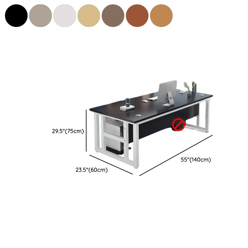 Cocoa/Wood Color/Chalk Rectangular Steel Table with Scratch Resistant Toboggan Base and Cable Management, Includes Front Splash