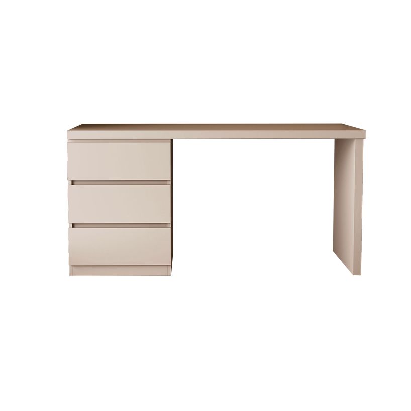 Trendy Rectangular Laminate Writing Table in Midnight Black/Auburn/Cream with Drawers and Reversible Corner