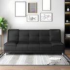 75"Modern Minimalist Armless Foldable Sleeper Leather Settee