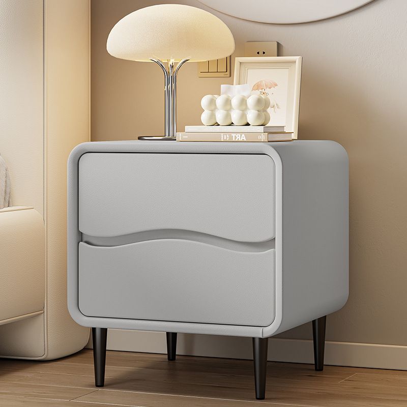 Modish 2 Tiers Nightstand With Drawer Organization and Pleather Countertop