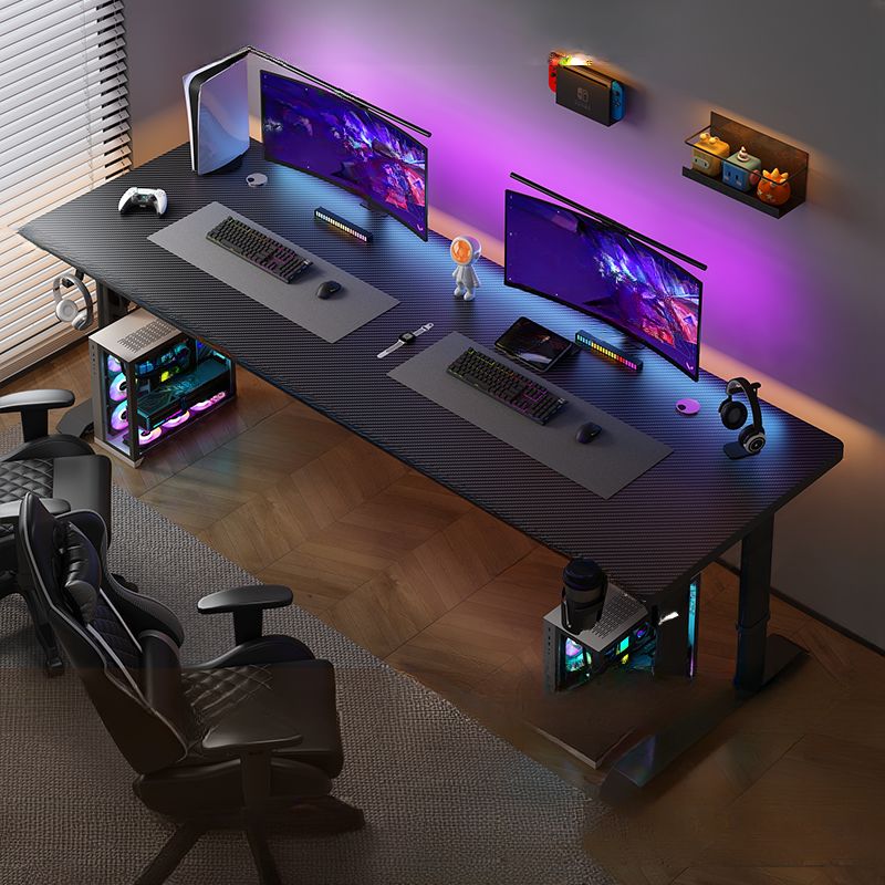 Modern Corrosion Resistant Unattached White/Midnight Black Manual Height-adjustable Desk with Sleighing Base, Multi-levelled