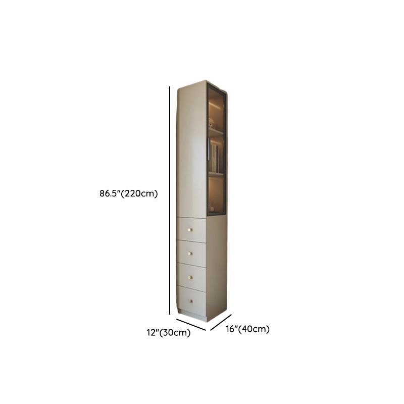 Detached Scratch-immune Accent Cabinet with Glazed Door, Grip Bars, Off White Top, Soft Close Drawer, and Stain Resistant Finish