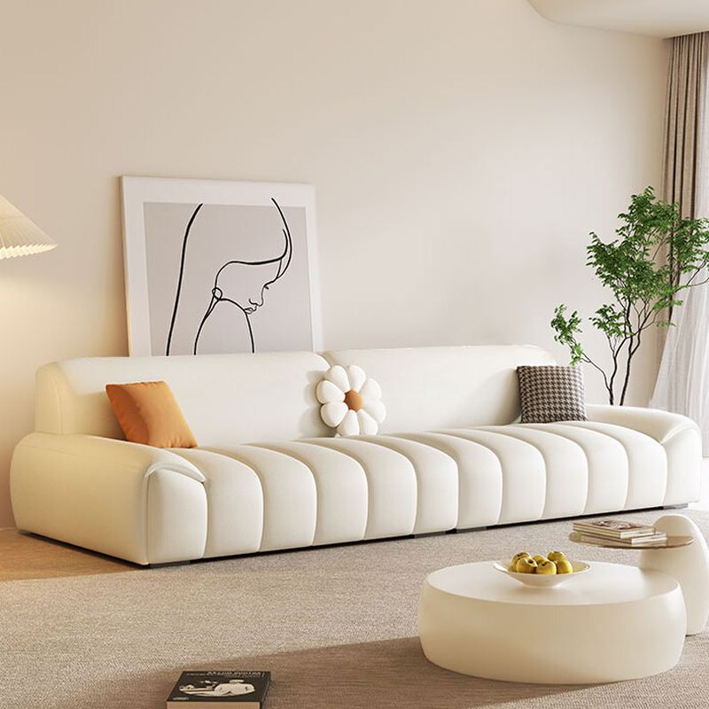 White Standard/Single Sofa with 3 Pillows for Drawing Room