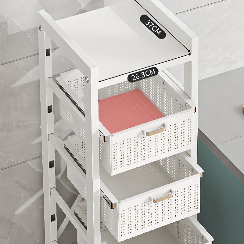 Portable Center with Metal Countertop, Basket, and 4/3 Baskets