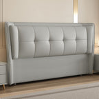 Trendy Panel Headboard with No Distressing, Piled Tufted Rectangle Design for King/Full Bed, Featuring Sponge Upholstery and Standard Height