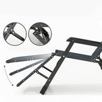 Solid Color/Striped Arm Recliner in Midnight Black/Light Gray, Space-saving, Alloy Frame, Standard Base, Locking Back Angle, and Removable Back