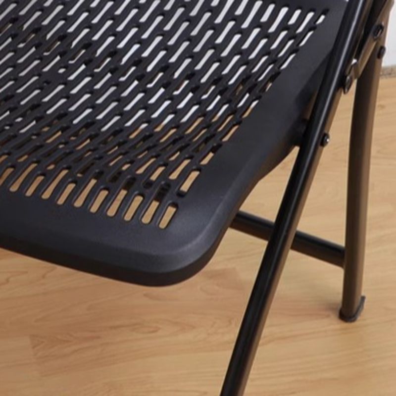 Contemporary Solid Color Side Chair with Ventilated Back, Compact Foldable Metal Frame for Hardwood