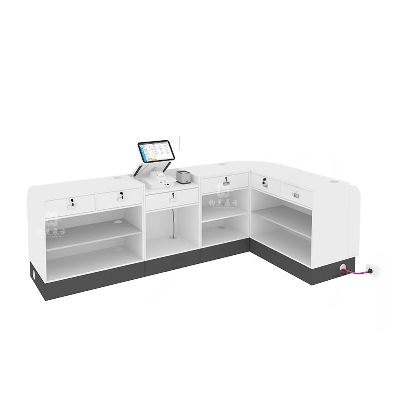 U-Shape Reception Desk with Cable Management, Desk Return, and Manufactured Wood Top