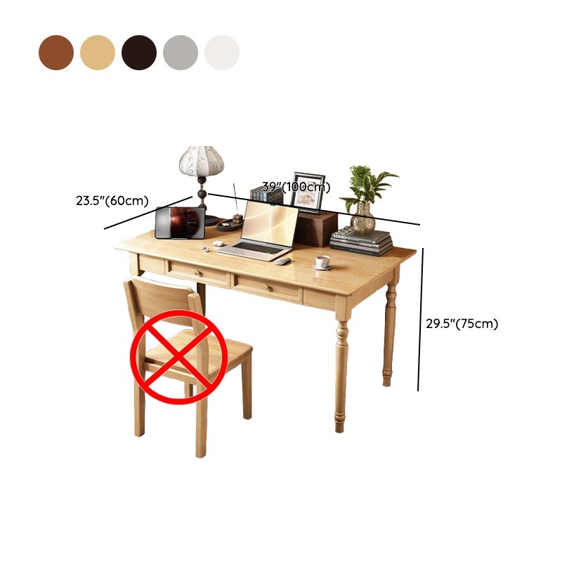 Chalk/Dove Grey/Ink Rectangular Lumber Office Desk with Compartment in a Classic Style