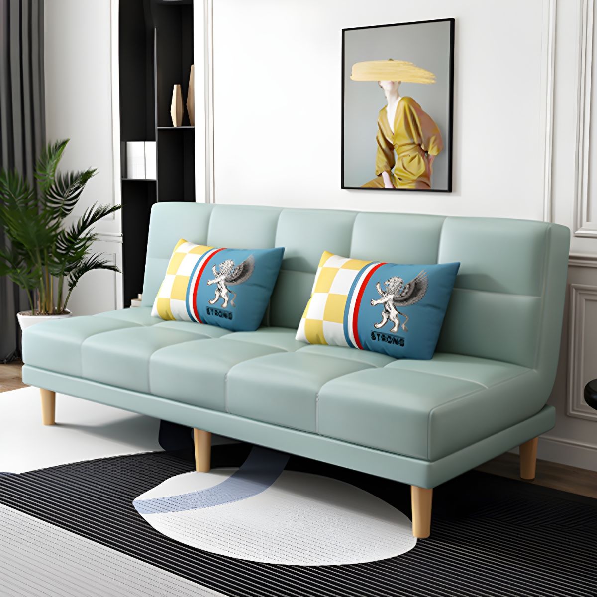 Modern Armless Settee 27.55" W Convertible Sleeper Sofa for Living Room
