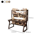 Writing Desk with Storage, Abrasion Resistance, Sleigh Base with Exterior Shelf in Ink/Chalk/Natural, Unattached Hutch Option