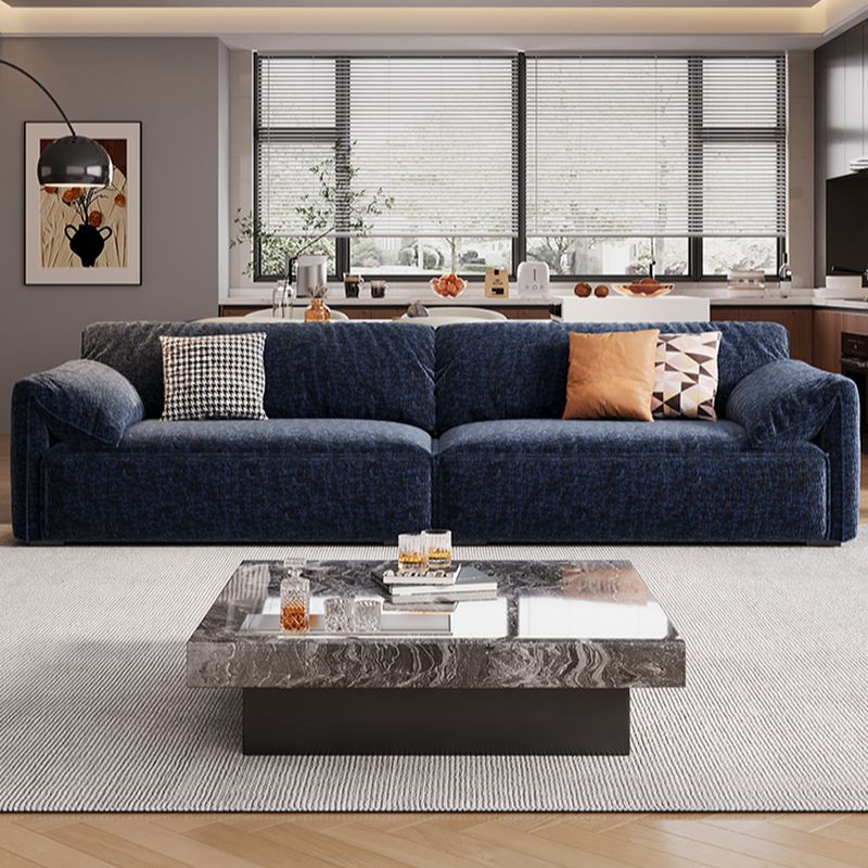 Modish Solid Color Scratch-durable Standard Sofa/Loveseat in Dark Blue, 4-seater/Seats 2 with 3 Pillows
