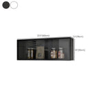 Contemporary Faux Wood Wall Mounted Display Cabinet with Glass Door