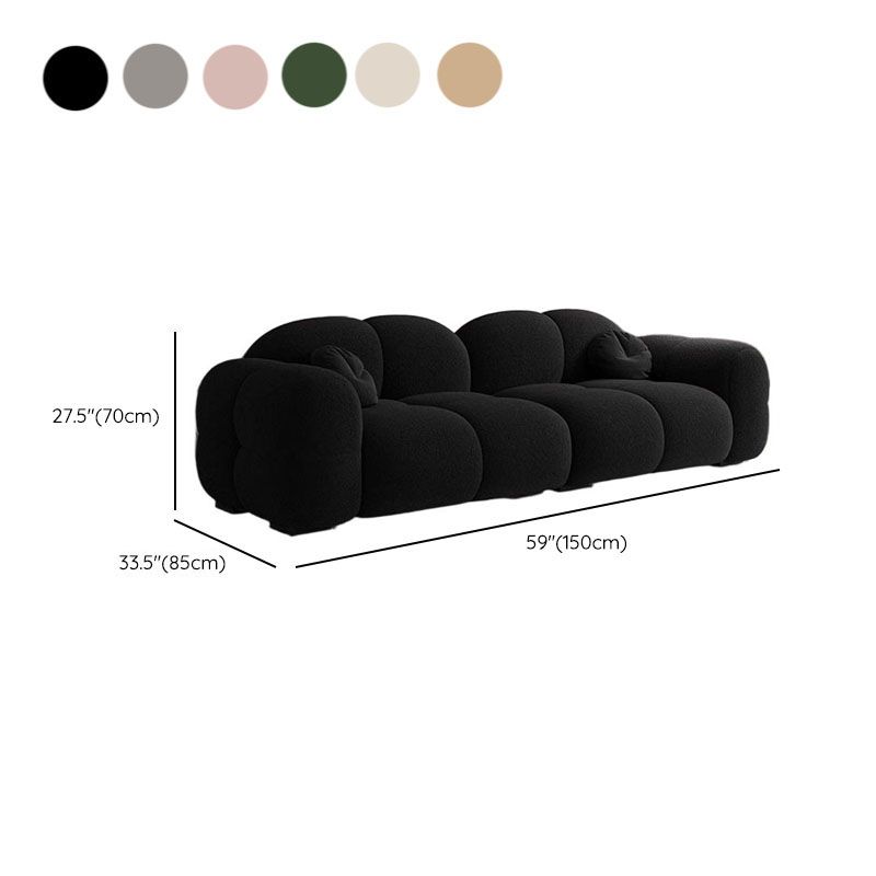 Trendy Solid Color Stain Resistant Loveseat in Light Gray/Olive Green/Beige for 2 People with 2 Pillows