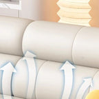 Modish Solid Color Water Resistant Standard Sofa in Off-White, Seats 3/5 Person/4-seater with 3 Pillows