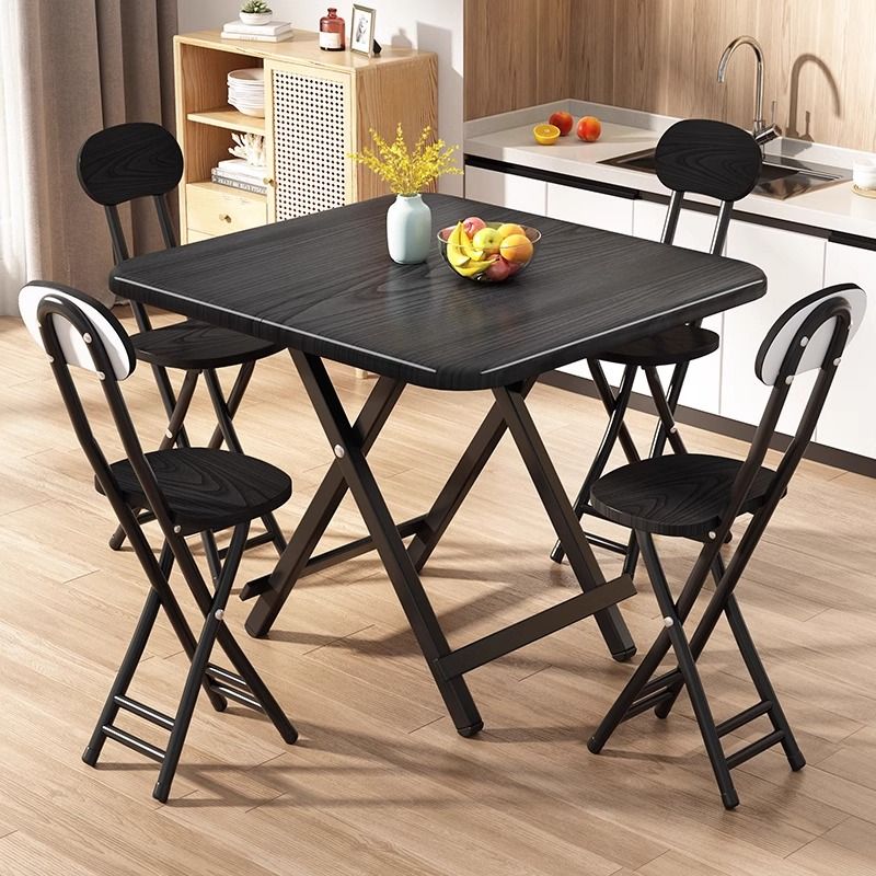Composite Wood Dining Table with Crossed Legs, Scratch-proof, Foldable, Square Top for 2-seater