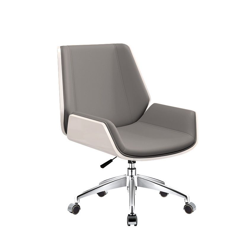 Art Deco Tanned Hide Studio Chairs in Ink/Lemon Color/Amber Color with Swivel Wheels, Fixed Arms, and Ergonomic Design