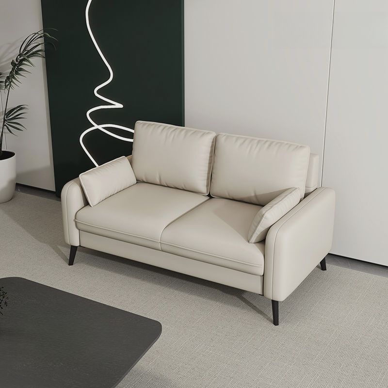 Contemporary Scratch-immune Solid Color Cerulean/Olive Green/Amber Color Loveseat for Seats 2 with Pillow Back and Square Arm