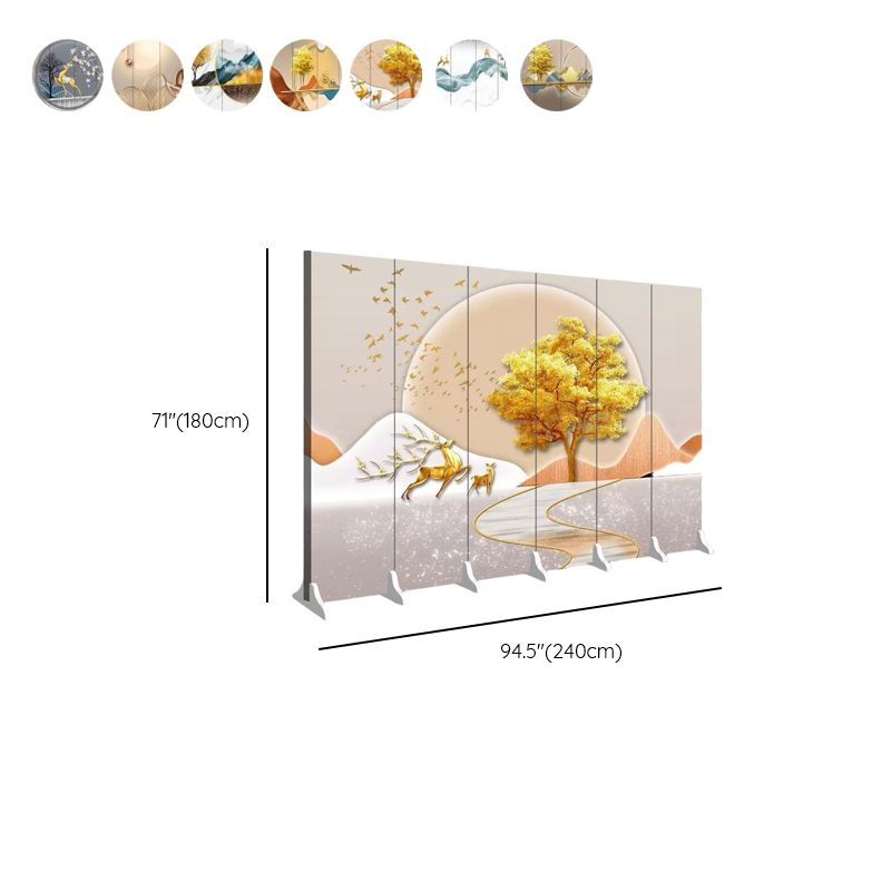 Indoor Opaque Collapsible Temporary Wall with Composite Wood Frame, 6 Panels, Double Sided Print, Independent