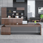 Office Desk with Watertight Durability, 2 Drawers, Stump Base, Exterior Shelf, Cable Management, CPU Storage, and Front Splash