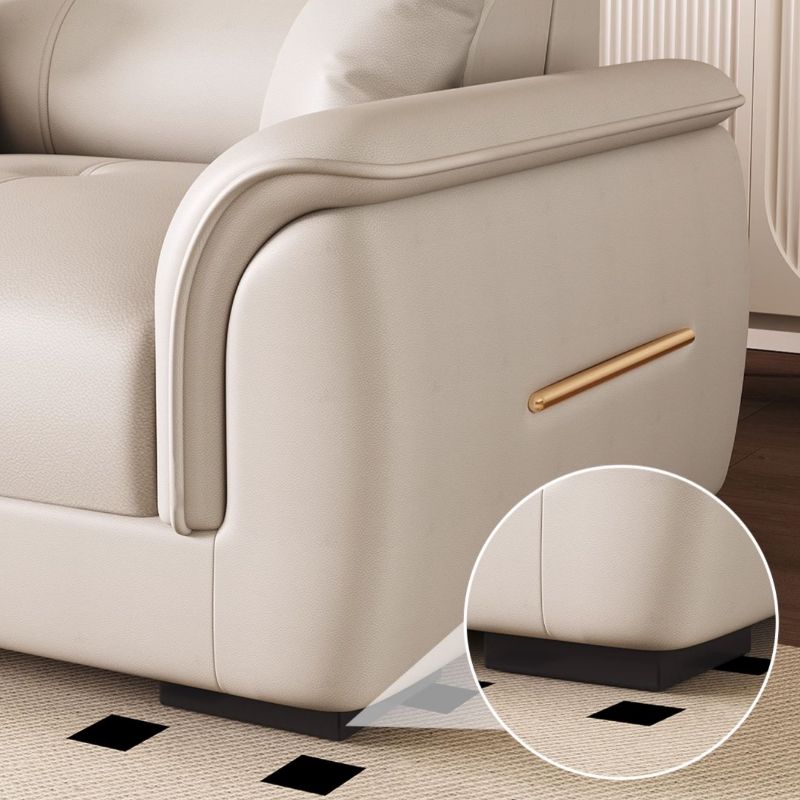 Trendy Solid Color Stain Resistant Standard Sofa/Loveseat/Single Sofa in Beige with Arm, Seats 2 People/5 Person/Seats 3, and 2 Pillows