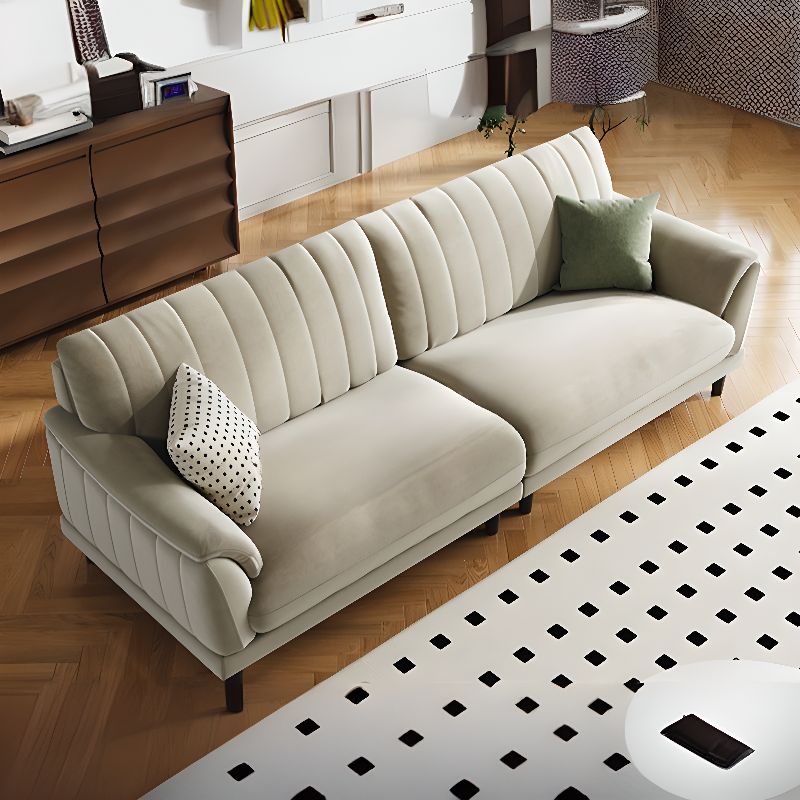 Modern Solid Color Scratch-defiant Standard Sofa in White/Sage PU with 4-seater/3-seater Capacity and 2 Pillows