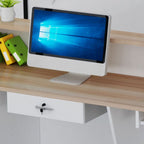 Reception Desk Rectangle with Cabinet Hutch Keyboard Tray Filing Cabinet and 2 Drawer Pedestals in Natural Finish